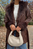 Show Me Your Mumu Clothing Penny Lane Coat Style MDF2-599 CF08 in Cocoa Faux Leather w/Faux Fur; 