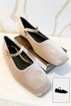 ShuShop Addison Velvet MAry Jane Flat in Taupe Velvet and also Black Velvet;Velvet Ballet Flat;Dress Ballet Flat; 