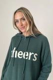 Six Fifty Clothing Cheers Hoodie Style SF1311 in Green;Green Hoodie;Green Holiday Cheers Hoodie; 