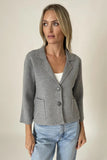 Six Fifty Clothing Louisa 3/4 Sleeve Knit Blazer in Grey and in White;Knit Spring Blazer; 