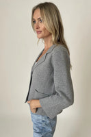 Six Fifty Clothing Louisa 3/4 Sleeve Knit Blazer in Grey and in White;Knit Spring Blazer; 