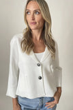 Six Fifty Clothing Louisa 3/4 Sleeve Knit Blazer in Grey and in White;Knit Spring Blazer; 