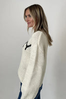 Six Fifty Clothing Merry Sweater Style SF0706 in Ivory; Festive Holiday Sweater