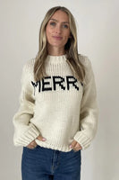 Six Fifty Clothing Merry Sweater Style SF0706 in Ivory; Festive Holiday Sweater