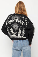 Spiritual Gangster Clothing Grateful Soul Delaney Cardigan Style HO40403023 in Black; 