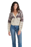 Steve Madden Apparel Irisa Cardigan Style BO406769CREM in Cream;Fairisle Cardigan Sweater; 