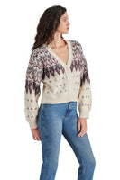 Steve Madden Apparel Irisa Cardigan Style BO406769CREM in Cream;Fairisle Cardigan Sweater; 