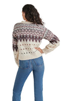 Steve Madden Apparel Irisa Cardigan Style BO406769CREM in Cream;Fairisle Cardigan Sweater; 