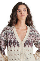 Steve Madden Apparel Irisa Cardigan Style BO406769CREM in Cream;Fairisle Cardigan Sweater; 