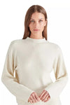 Steve Madden Apparel Willa Ribbed Sweater Style BO406746WSWT in whisper White;Ivory Ribbed Mock Neck Winter Sweater;Apres Ski Leisure Wear; 