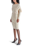 Steve Madden Lori Sweater Dress style BN308073WHTC in White Cap;Boat NEck Sweater Dress; 