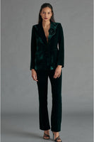 Steve Madden Merene Blazer Style BO402557WPIN in Winter Pine;Velvet Holiday Blazer; 