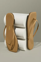 TKEES Lily Square Toe Style SQLIL in Cocobutter; Dressy Leather Flip Flop
