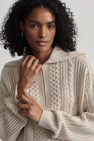 Varley Clothing Camello Cable Knit Sweater Style VAR02160 in Parchment;Winter Half Zip Sweater;Collared Cable Knit Half Zip Sweater;Apres Ski Sweater;Winter Cable Knit Sweater; 