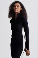 Varley Clothing Wilshire Mock Neck Knit Style VAR2332-BLCK in Black;Varley Clothing Demi 2.0 Half-Zip Knit Style VAR02331-BLCK in Black; 