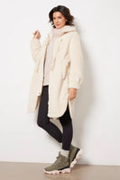 Varley Clothing Jones Coat Style VAR01095 In Coffee Bean and also in Sandshell;long sherpa coat;winter sherpa coat; Long Waist Cinch Winter Coat