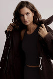 Varley Clothing Jones Coat Style VAR01095 In Coffee Bean and also in Sandshell;long sherpa coat;winter sherpa coat; Long Waist Cinch Winter Coat