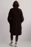 Varley Clothing Jones Coat Style VAR01095 In Coffee Bean and also in Sandshell;long sherpa coat;winter sherpa coat; Long Waist Cinch Winter Coat