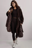 Varley Clothing Jones Coat Style VAR01095 In Coffee Bean and also in Sandshell;long sherpa coat;winter sherpa coat; Long Waist Cinch Winter Coat