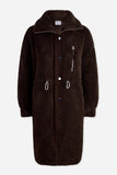 Varley Clothing Jones Coat Style VAR01095 In Coffee Bean and also in Sandshell;long sherpa coat;winter sherpa coat; Long Waist Cinch Winter Coat