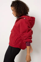 Varley Clothing Richfield Quilt Fleece Combo Style Var02215 in Red;Atheleisure Jacket; Red Fleece Jacket