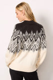 Varley Clothing Siren Relaxed Jacquard Sweater Style Var02313-WCBF In Cream with Black;Winter Jacquard Sweater; 