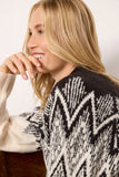 Varley Clothing Siren Relaxed Jacquard Sweater Style Var02313-WCBF In Cream with Black;Winter Jacquard Sweater; 