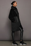 Varley Clothing Walsh Quilt Sherpa Coat Style Var01600 in Black;Long Winter Coat; Varley Long Sherpa and Nylon Coat