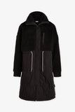 Varley Clothing Walsh Quilt Sherpa Coat Style Var01600 in Black;Long Winter Coat; Varley Long Sherpa and Nylon Coat