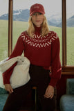 Varley Clothng Style VAR01668-REDA in Red Dahlia; Fairisle sweater; Red Fairisle Sweater; Winter Fairisle weater