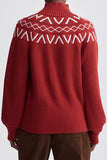 Varley Clothng Style VAR01668-REDA in Red Dahlia; Fairisle sweater; Red Fairisle Sweater; Winter Fairisle weater