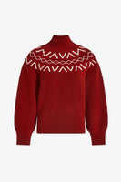 Varley Clothng Style VAR01668-REDA in Red Dahlia; Fairisle sweater; Red Fairisle Sweater; Winter Fairisle weater