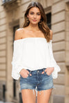 Vava by Joy Han JINA OFF SHOULDER TOP Style CVT1661 in White; White Off The Shoulder Spring Blouse