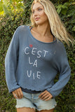 Wooden Ships C'est La Vie Crew Cotton Style K54CPE3W305 in Azure and Slate;Wooden Ships Spring Summer Sweater; 