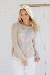 Wooden Ships Rainbow Skull Crew Style K54C2W058 in Khaki;Spring Sweater;Wooden Ships Knits Spring; 