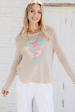 Wooden Ships Rainbow Skull Crew Style K54C2W058 in Khaki;Spring Sweater;Wooden Ships Knits Spring; 