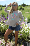 Wooden Ships Rainbow Skull Crew Style K54C2W058 in Khaki;Spring Sweater;Wooden Ships Knits Spring; 