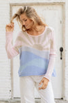 Wooden Ships Sunset Scape Crew Style K54C2W441 in Pink Whimsey; Sunset Sweater; Spring/Summer Sweater; Wooden Ships Sunset Sweater