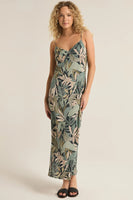 Z SUpply CLothing Lark Cusco Slip Dress STyle ZD243862 GPL in Grape Leaf;Leaf PRinted Slip Dress;Summer Guest Dress;