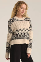 Z Supply Clothing Garland Fairisle Sweater STyle ZW244270 SSA in sea salt;Fairisle Sweater; 