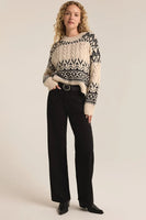 Z Supply Clothing Garland Fairisle Sweater STyle ZW244270 SSA in sea salt;Fairisle Sweater; 