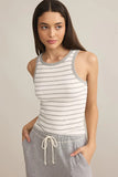 Z Supply Clothing Hadley Striped Tank Style ZT251262 CLH in Classic Heather Grey; Striped Ribbed Tank Top