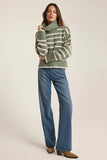 Z Supply Clothing Josephine Stripe Turtleneck Sweater Style ZW243828 PRN in Palm Green;Turtleneck Sweater; 