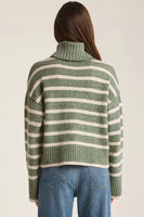 Z Supply Clothing Josephine Stripe Turtleneck Sweater Style ZW243828 PRN in Palm Green;Turtleneck Sweater; 