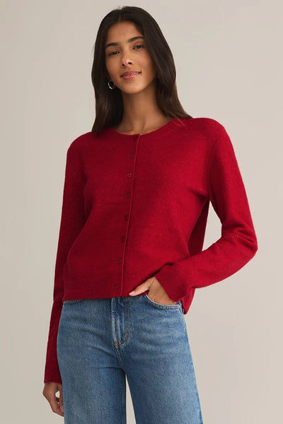 Z Supply Clothing Outlook Cardigan Style ZW244484 HAU in Haute Red; Red Button Front Sweater