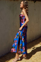 dress Forum Clothing Mesmerizing Essence Strapless Bias Cut Maxi Dress style FD11771-P1647 in Midnight Floral;Floral Strapless Dress;Wedding Guest Dress;Floral Guest of Dress; 