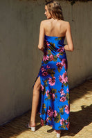 dress Forum Clothing Mesmerizing Essence Strapless Bias Cut Maxi Dress style FD11771-P1647 in Midnight Floral;Floral Strapless Dress;Wedding Guest Dress;Floral Guest of Dress; 