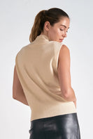 elan clothing Chelcie Sleeveless Sweater Style SW11323 OW in Off WHite;Sleeveless Mock Neck Sweater;Sleeveless Layering Sweater; 