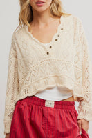 free people charlotte Sweater Style OB2122674 in Shortbread; Open Knit V=Neck Spring Sweater