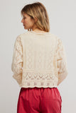 free people charlotte Sweater Style OB2122674 in Shortbread; Open Knit V=Neck Spring Sweater